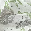 Zasłona biało, zielona zdobiona nadrukiem kwiatów 140x250 cm przelotka - DARI
