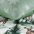 Pościel świąteczna 160x200 cm bawełniana kolor jasnozielony, biały z motywem zimowego lasu FOREST