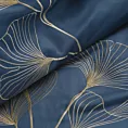 Pościel 160x200 cm z satyny bawełnianej kolor granatowy haftowana w złote liście miłorzębu HAFT 2 Eurofirany Premium