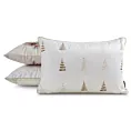 Poszewka na poduszkę świąteczna 30x50 cm welwetowa biało, złota zdobiona nadrukiem i ozdobną wypustką