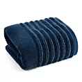 Ręcznik kąpielowy 70x140 cm kolor granatowy zdobiony prążkami z błyszczącej nici 500 g/m2 LUNARI