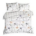 Pościel 220x200 cm z mieszanki włókien kolor biały, stalowy z nadrukiem kwiatów LEA10 Design 91