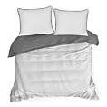 Pościel 220x200 cm z makosatyny bawełnianej kolor biały, stalowy dwustronna z sznurem dekoracyjnym na brzegach Eurofirany Premium