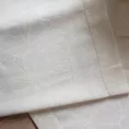 Obrus kremowo, złocisty 140x220 cm LENA z żakardowym motywem liści miłorzębu i ozdobną kantą