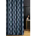 Zasłona szyta na taśmie 5 cm granatowo srebrna z eleganckiej tkaniny w drobny ornamentowy wzór