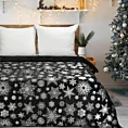 Koc 150x200 cm czarno, srebrny ozdobiony gwiazdkami ISLA