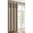 Zasłona ciemnobeżowa z welwetu zdobiona aplikacją 3D róż 140x250 cm  przelotka - ROSES Eva Minge
