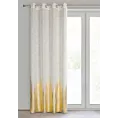 Zasłona naturalno, złocista zdobiona błyszczącym nadrukiem z dodatkiem lnu 135x250 cm przelotka - IMANI