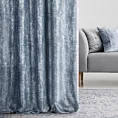Zasłona szyta na taśmie 5 cm ZAHRA granatowo srebrna z grubotkanej nowoczesnej tkaniny z błyszczącym nadrukiem