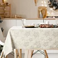 Obrus świąteczny 140x200 cm kremwo, złoty bawełniany zdobiony subtelnym wzorem gwiazdek WINTER