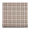 Roleta rzymska ceglasta z tkaniny z dodatkiem bawełny i nici metalicznej, o wzorze w kratę, zawiera 20% bawełny