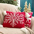 Poszewka na poduszkę 45x45 cm świąteczna czerwono biała o plecionej strukturze z chwostami