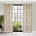 Zasłona biało, beżowa z motywem liści, zaciemniająca 140x250 cm przelotka - SAMIRA
