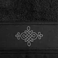Ręcznik kąpielowy 50x90 cm bawełniany kolor czarny z bordiurą zdobioną ornamentowym haftem 600 g/m2 KLAS2