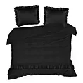 Pościel 160x200 cm bawełniana kolor czarny z subtelną falbanką styl romantyczny VENUS Eurofirany Premium