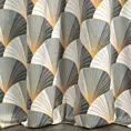 Zasłona welwetowa, biało szara ze złotym wzorem 140x250 cm przelotka - GINA - Design 91