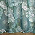 Zasłona oliwkowo, turkusowa w kwiaty peonii 140x250 cm przelotka - ASTER