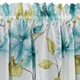 Dekoracja okienna biała w niebieskie kwiaty 140x270 cm taśma - SOFIA