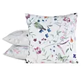 Poszewka na poduszkę 45x45 cm welwetowa biało, zielona zdobiona nadrukiem letnich kwiatów MINK