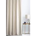 Zasłona szyta na taśmie 5 cm LUXOR kremowa z eleganckiej lśniącej tkaniny o drobnym splocie