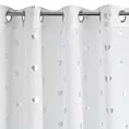 Firana biało, srebrzysta z nadrukowanymi serc 140x250 cm przelotka BENAY