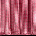 Zasłona szyta na flexach czerwono biała z delikatnej tkaniny w kratkę