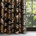 Zasłona welwetowa czarno, złocista z nadrukiem liści 140x270cm taśma - MAROKO