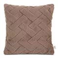 Poszewka na poduszkę 45x45 cm ciemnobeżowa z miękkiego pluszu zdobiona wypukłym wzorem CARO DESIGN 91