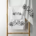 Zestaw ręczników bawełnianych na prezent 3 szt kolor biały, czarny z haftem uroczych kwiatów 400 g/m2 LILA