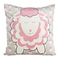 Poszewka na poduszkę 45x45 cm welwetowa, popielato różowa z motywem baranków KIDS 7 A DESIGN 91