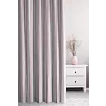 Zasłona szyta na taśmie 5 cm różowo popielata z tkaniny o naturalnym splocie z nadrukowanym wzorem w pasy