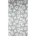 Zasłona popielato, biała w kwiaty o płóciennym splocie 140x250 przelotka - FABIA