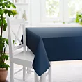 Obrus szyty granatowy z gładkiej tkaniny z delikatnym połyskiem