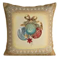 Poszewka na poduszkę świąteczna 45x45 cm bawełniana, gobelinowa złoto, błękitna z motywem bombek GOB