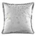 Poszewka na poduszkę 45x45 cm biało, srebrna wykończona ozdobnymi frędzlami