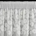 Firana biała z szyfonu zdobiona aplikacją 3D w kwiaty z perełkami 140x270 cm taśma - GISELA