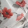 Dekoracja okienna biało, ceglasta z kwiatowym nadrukiem z lekkiej półtransparetnej etaminy 140x250 cm przelotka - JENNY