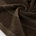 Ręcznik do rąk 30x50 cm bawełniany kolor ciemnobrązowy z bordiurą w paseczki 500 g/m2 BARI