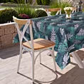 Obrus granatowo, turkusowy 140x220 cm wodoodporny GARDEN na taras oraz balkon z motywem botanicznym