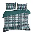 Pościel 220x200 cm bawełniana kolor ciemnoturkusowy, stalowy z wzorem geometrycznym NIKA 47