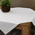 Bieżnik na stół biały 85x85 cm z tkaniny przypominającej płótno STELLA 2 z podwójną listwą na brzegach