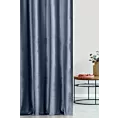 Zasłona szyta na taśmie 5 cm niebieska z tkaniny welwetowej w pionowe prążki, wykończona obciążnikiem