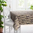 Obrus szyty grafitowo złoty z eleganckiej tkaniny załonowej o prostym splocie z połyskującym dodatkiem