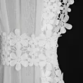 Komplet 2 szt. firan białych z ozdobną ażurową aplikacją 140x270 cm taśma KAJA