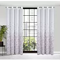 Dekoracja okienna biało, fioletowa z lekkiej etaminy z nadrukiem drobnych liści 140x250 cm przelotka - NOEMI