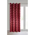 Zasłona bordowo, szampańska welwetowa z błyszczącym nadrukiem 140x250 cm przelotki - INGRID