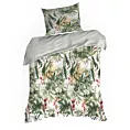 Pościel 140x200 cm bawełniana kolor biały, zielony z wzorem egzotycznych liści SPRING 43