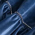 Zasłona welwetowa granatowa zdobiona falbanami i lśniącymi akcentami 140x270 cm taśma - CARLI