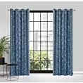 Zasłona welwetowa ciemnoniebieska z trójwymiarowym wzorem liści 140x250 cm przelotka - LIVIA