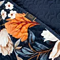 Narzuta welwetowa granatowo, kremowa 170x210 cm zdobiona wzorem kwiatów FIORA